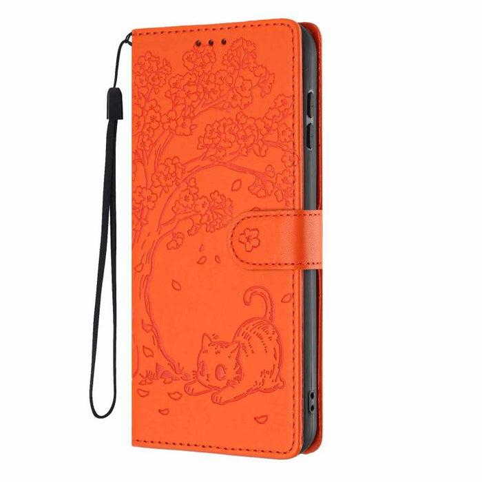 Funda para teléfono plegable de piel vegana con relieve de gato y árbol, For Redmi Note 14 Pro 4G, For Redmi Note 14 4G Global 163.25mm, For Redmi 14C 4G / A3 Pro 4G, For Redmi Note 14 5G, For Redmi Note 14 Pro 5G, For Redmi 13 4G                      ...