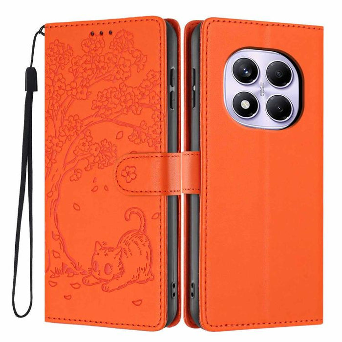 Funda para teléfono plegable de piel vegana con relieve de gato y árbol, For Redmi Note 14 Pro 4G, For Redmi Note 14 4G Global 163.25mm, For Redmi 14C 4G / A3 Pro 4G, For Redmi Note 14 5G, For Redmi Note 14 Pro 5G, For Redmi 13 4G                      ...