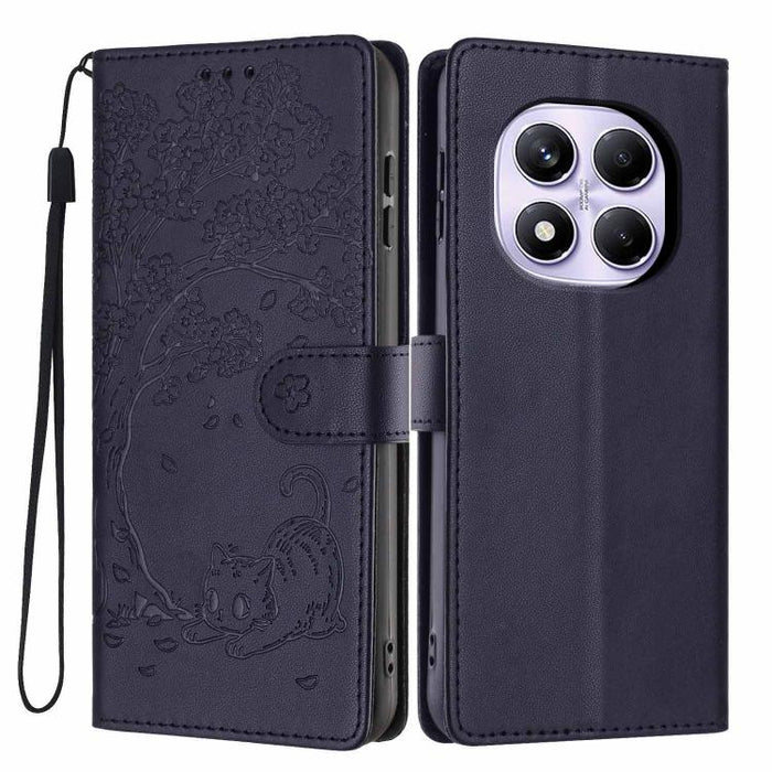 Funda para teléfono plegable de piel vegana con relieve de gato y árbol, For Redmi Note 14 Pro 4G, For Redmi Note 14 4G Global 163.25mm, For Redmi 14C 4G / A3 Pro 4G, For Redmi Note 14 5G, For Redmi Note 14 Pro 5G, For Redmi 13 4G                      ...