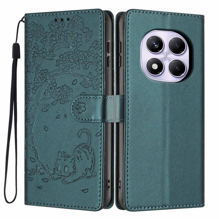 Funda para teléfono plegable de piel vegana con relieve de gato y árbol, For Redmi Note 14 Pro 4G, For Redmi Note 14 4G Global 163.25mm, For Redmi 14C 4G / A3 Pro 4G, For Redmi Note 14 5G, For Redmi Note 14 Pro 5G, For Redmi 13 4G                      ...
