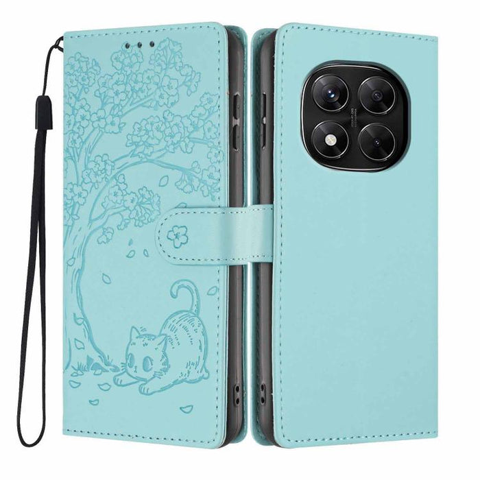 Funda para teléfono plegable de piel vegana con relieve de gato y árbol, For Redmi Note 14 Pro 4G, For Redmi Note 14 4G Global 163.25mm, For Redmi 14C 4G / A3 Pro 4G, For Redmi Note 14 5G, For Redmi Note 14 Pro 5G, For Redmi 13 4G                      ...