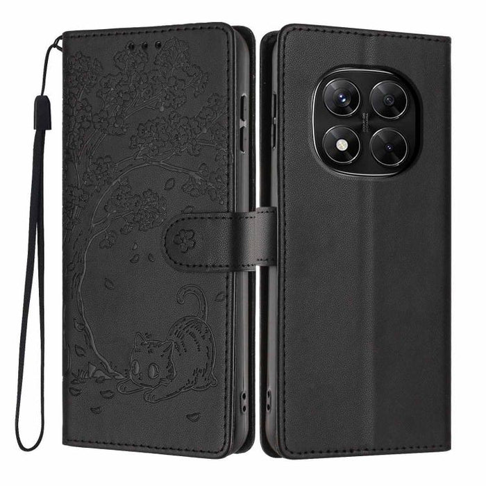 Funda para teléfono plegable de piel vegana con relieve de gato y árbol, For Redmi Note 14 Pro 4G, For Redmi Note 14 4G Global 163.25mm, For Redmi 14C 4G / A3 Pro 4G, For Redmi Note 14 5G, For Redmi Note 14 Pro 5G, For Redmi 13 4G                      ...