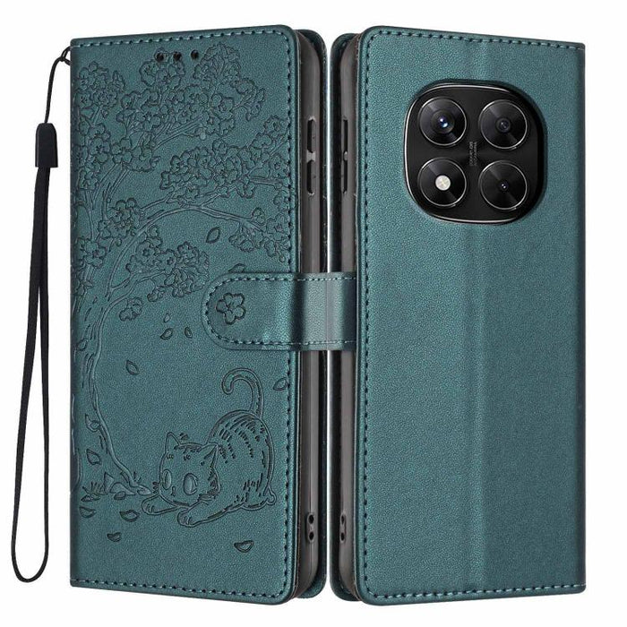 Funda para teléfono plegable de piel vegana con relieve de gato y árbol, For Redmi Note 14 Pro 4G, For Redmi Note 14 4G Global 163.25mm, For Redmi 14C 4G / A3 Pro 4G, For Redmi Note 14 5G, For Redmi Note 14 Pro 5G, For Redmi 13 4G                      ...