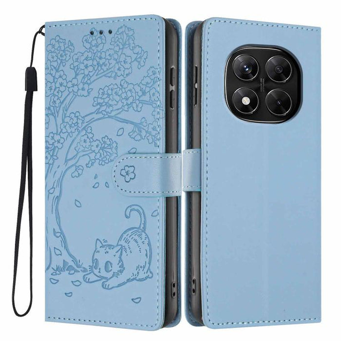 Funda para teléfono plegable de piel vegana con relieve de gato y árbol, For Redmi Note 14 Pro 4G, For Redmi Note 14 4G Global 163.25mm, For Redmi 14C 4G / A3 Pro 4G, For Redmi Note 14 5G, For Redmi Note 14 Pro 5G, For Redmi 13 4G                      ...