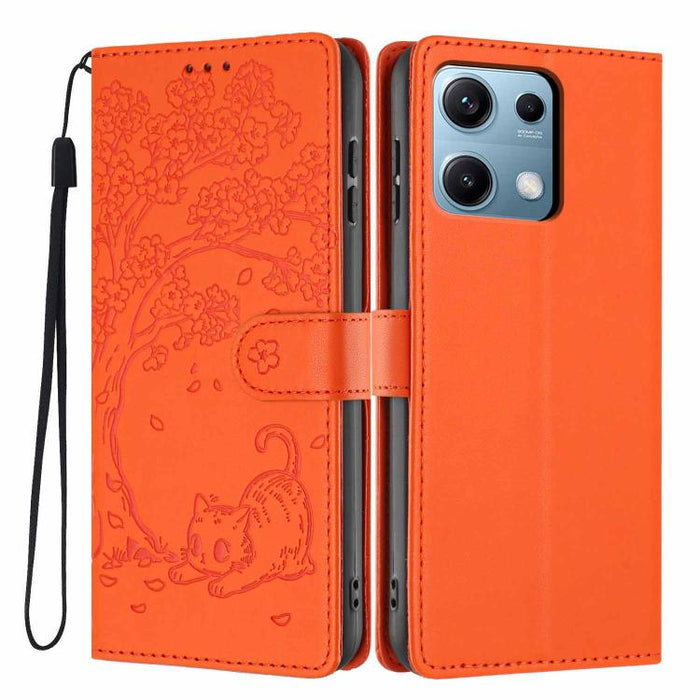 Funda para teléfono plegable de piel vegana con relieve de gato y árbol, For Redmi Note 15 Pro+ 5G Global 163.3mm, For Redmi Note 15 4G / 5G Global 164mm, For Redmi Note 15 Pro 4G Global 163.2mm, For Redmi Note 15 Pro 5G Global 163.6mm                 ...