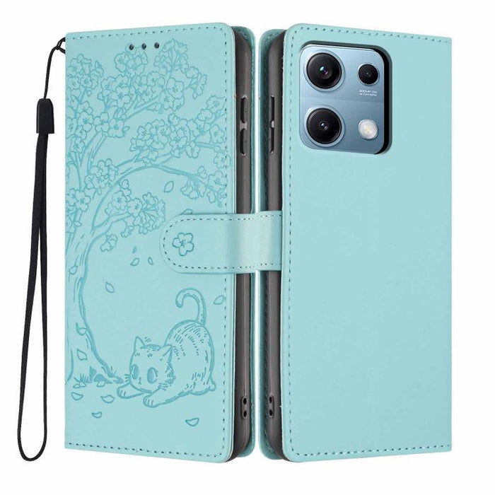 Funda para teléfono plegable de piel vegana con relieve de gato y árbol, For Redmi Note 15 Pro+ 5G Global 163.3mm, For Redmi Note 15 4G / 5G Global 164mm, For Redmi Note 15 Pro 4G Global 163.2mm, For Redmi Note 15 Pro 5G Global 163.6mm                 ...