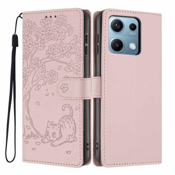 Funda para teléfono plegable de piel vegana con relieve de gato y árbol, For Redmi Note 15 Pro+ 5G Global 163.3mm, For Redmi Note 15 4G / 5G Global 164mm, For Redmi Note 15 Pro 4G Global 163.2mm, For Redmi Note 15 Pro 5G Global 163.6mm                 ...