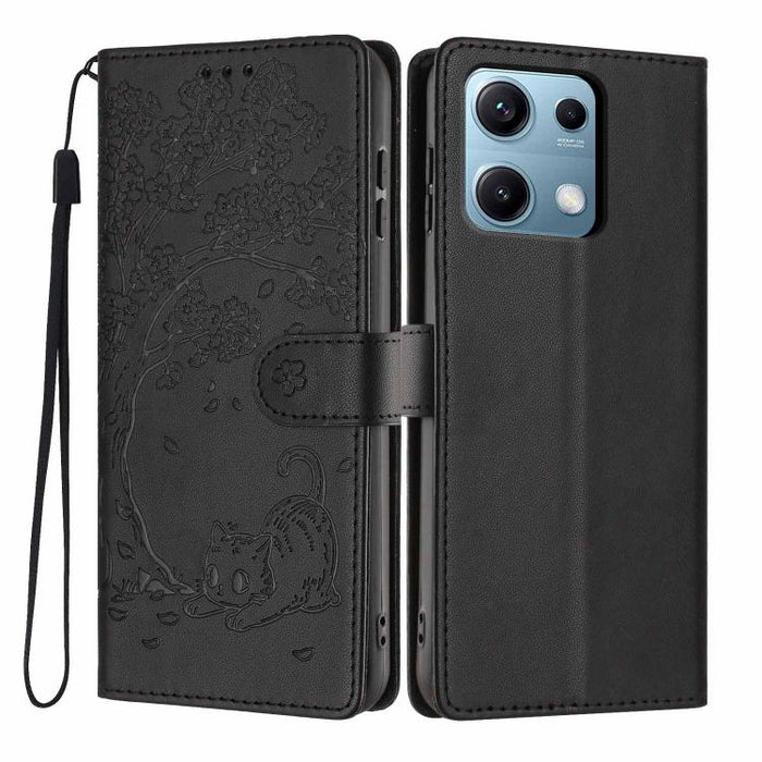 Funda para teléfono plegable de piel vegana con relieve de gato y árbol, For Redmi Note 15 Pro+ 5G Global 163.3mm, For Redmi Note 15 4G / 5G Global 164mm, For Redmi Note 15 Pro 4G Global 163.2mm, For Redmi Note 15 Pro 5G Global 163.6mm                 ...