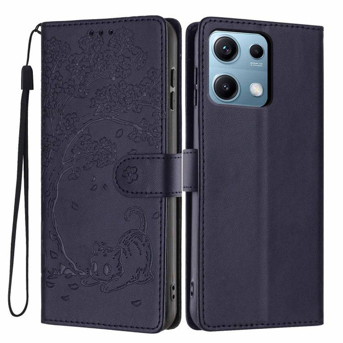 Funda para teléfono plegable de piel vegana con relieve de gato y árbol, For Redmi Note 15 Pro+ 5G Global 163.3mm, For Redmi Note 15 4G / 5G Global 164mm, For Redmi Note 15 Pro 4G Global 163.2mm, For Redmi Note 15 Pro 5G Global 163.6mm                 ...