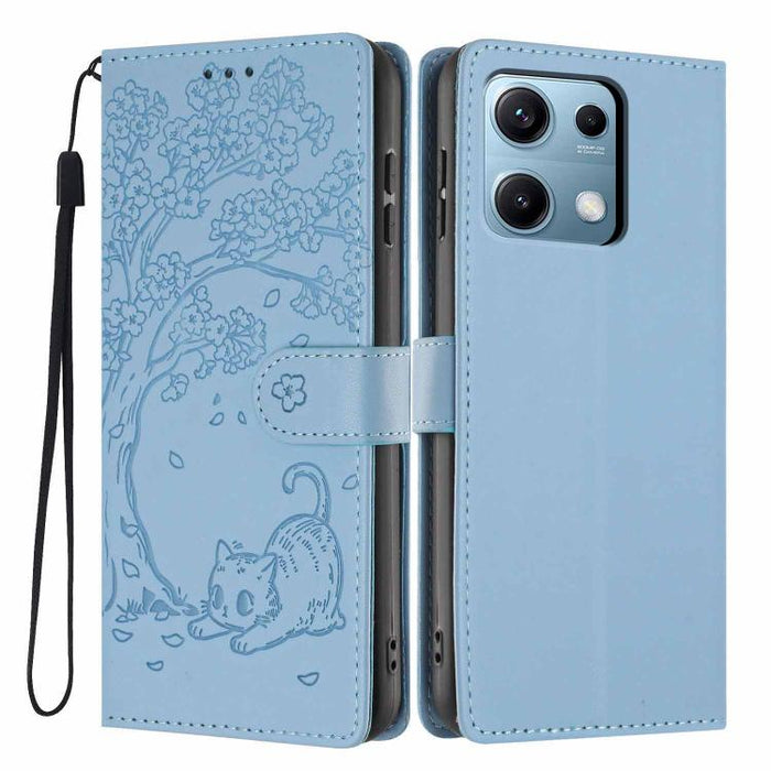 Funda para teléfono plegable de piel vegana con relieve de gato y árbol, For Redmi Note 15 Pro+ 5G Global 163.3mm, For Redmi Note 15 4G / 5G Global 164mm, For Redmi Note 15 Pro 4G Global 163.2mm, For Redmi Note 15 Pro 5G Global 163.6mm                 ...