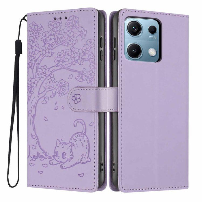 Funda para teléfono plegable de piel vegana con relieve de gato y árbol, For Redmi Note 15 Pro+ 5G Global 163.3mm, For Redmi Note 15 4G / 5G Global 164mm, For Redmi Note 15 Pro 4G Global 163.2mm, For Redmi Note 15 Pro 5G Global 163.6mm                 ...
