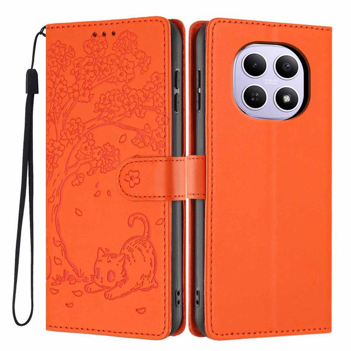 Funda para teléfono plegable de piel vegana con relieve de gato y árbol, For Redmi Note 15 Pro+ 5G Global 163.3mm, For Redmi Note 15 4G / 5G Global 164mm, For Redmi Note 15 Pro 4G Global 163.2mm, For Redmi Note 15 Pro 5G Global 163.6mm                 ...