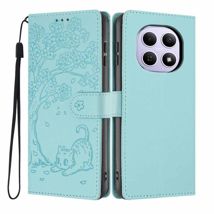 Funda para teléfono plegable de piel vegana con relieve de gato y árbol, For Redmi Note 15 Pro+ 5G Global 163.3mm, For Redmi Note 15 4G / 5G Global 164mm, For Redmi Note 15 Pro 4G Global 163.2mm, For Redmi Note 15 Pro 5G Global 163.6mm                 ...