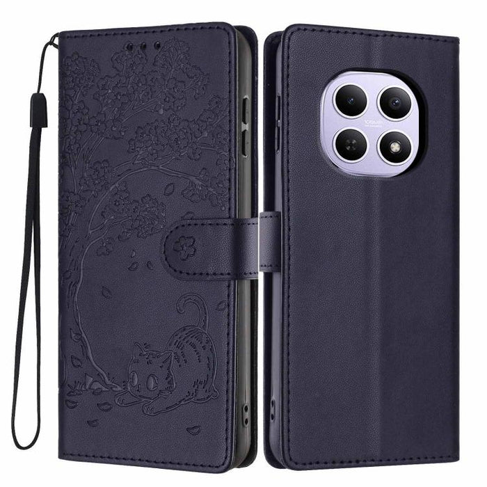Funda para teléfono plegable de piel vegana con relieve de gato y árbol, For Redmi Note 15 Pro+ 5G Global 163.3mm, For Redmi Note 15 4G / 5G Global 164mm, For Redmi Note 15 Pro 4G Global 163.2mm, For Redmi Note 15 Pro 5G Global 163.6mm                 ...