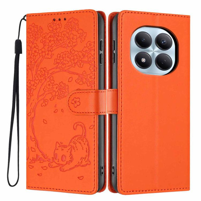 Funda para teléfono plegable de piel vegana con relieve de gato y árbol, For Redmi Note 15 Pro+ 5G Global 163.3mm, For Redmi Note 15 4G / 5G Global 164mm, For Redmi Note 15 Pro 4G Global 163.2mm, For Redmi Note 15 Pro 5G Global 163.6mm                 ...