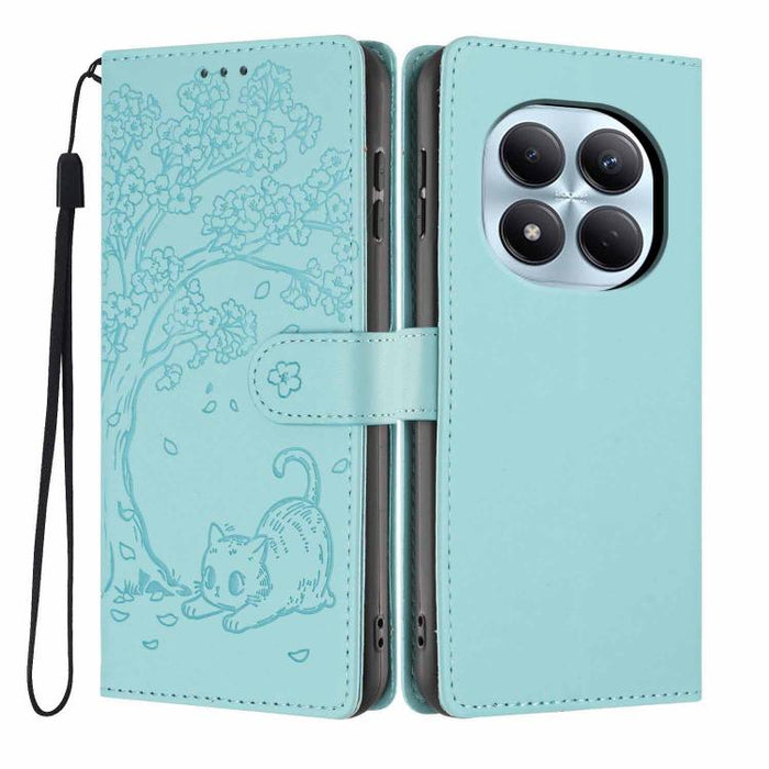 Funda para teléfono plegable de piel vegana con relieve de gato y árbol, For Redmi Note 15 Pro+ 5G Global 163.3mm, For Redmi Note 15 4G / 5G Global 164mm, For Redmi Note 15 Pro 4G Global 163.2mm, For Redmi Note 15 Pro 5G Global 163.6mm                 ...