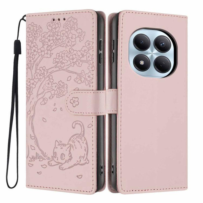 Funda para teléfono plegable de piel vegana con relieve de gato y árbol, For Redmi Note 15 Pro+ 5G Global 163.3mm, For Redmi Note 15 4G / 5G Global 164mm, For Redmi Note 15 Pro 4G Global 163.2mm, For Redmi Note 15 Pro 5G Global 163.6mm                 ...