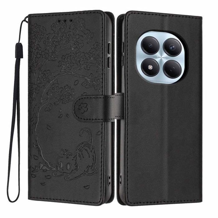 Funda para teléfono plegable de piel vegana con relieve de gato y árbol, For Redmi Note 15 Pro+ 5G Global 163.3mm, For Redmi Note 15 4G / 5G Global 164mm, For Redmi Note 15 Pro 4G Global 163.2mm, For Redmi Note 15 Pro 5G Global 163.6mm                 ...