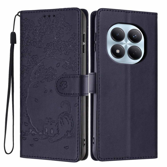 Funda para teléfono plegable de piel vegana con relieve de gato y árbol, For Redmi Note 15 Pro+ 5G Global 163.3mm, For Redmi Note 15 4G / 5G Global 164mm, For Redmi Note 15 Pro 4G Global 163.2mm, For Redmi Note 15 Pro 5G Global 163.6mm                 ...