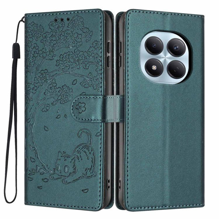 Funda para teléfono plegable de piel vegana con relieve de gato y árbol, For Redmi Note 15 Pro+ 5G Global 163.3mm, For Redmi Note 15 4G / 5G Global 164mm, For Redmi Note 15 Pro 4G Global 163.2mm, For Redmi Note 15 Pro 5G Global 163.6mm                 ...