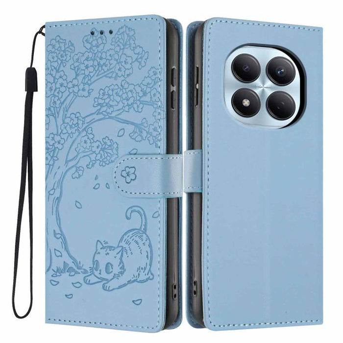 Funda para teléfono plegable de piel vegana con relieve de gato y árbol, For Redmi Note 15 Pro+ 5G Global 163.3mm, For Redmi Note 15 4G / 5G Global 164mm, For Redmi Note 15 Pro 4G Global 163.2mm, For Redmi Note 15 Pro 5G Global 163.6mm                 ...