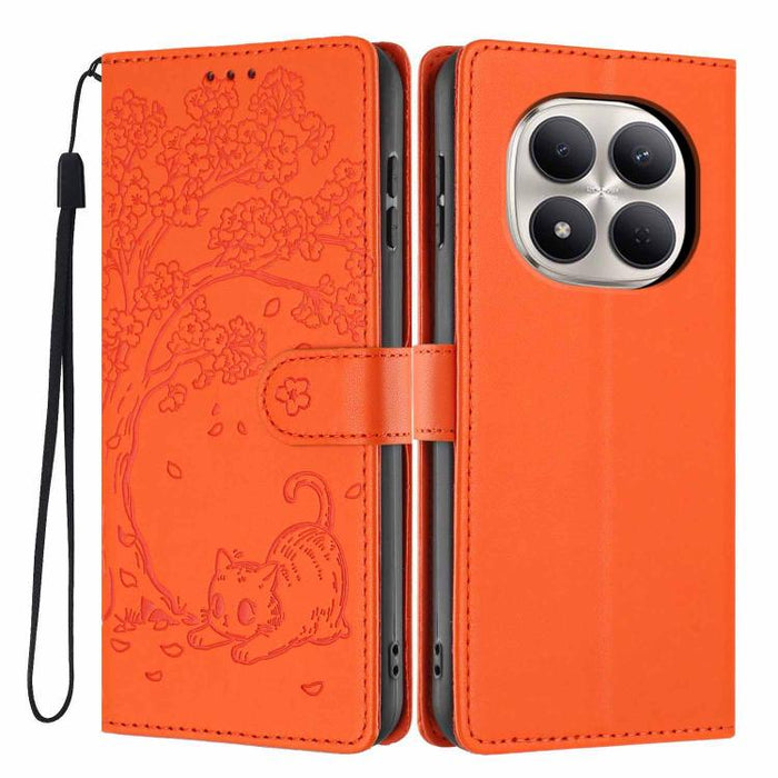 Funda para teléfono plegable de piel vegana con relieve de gato y árbol, For Redmi Note 15 Pro+ 5G Global 163.3mm, For Redmi Note 15 4G / 5G Global 164mm, For Redmi Note 15 Pro 4G Global 163.2mm, For Redmi Note 15 Pro 5G Global 163.6mm                 ...