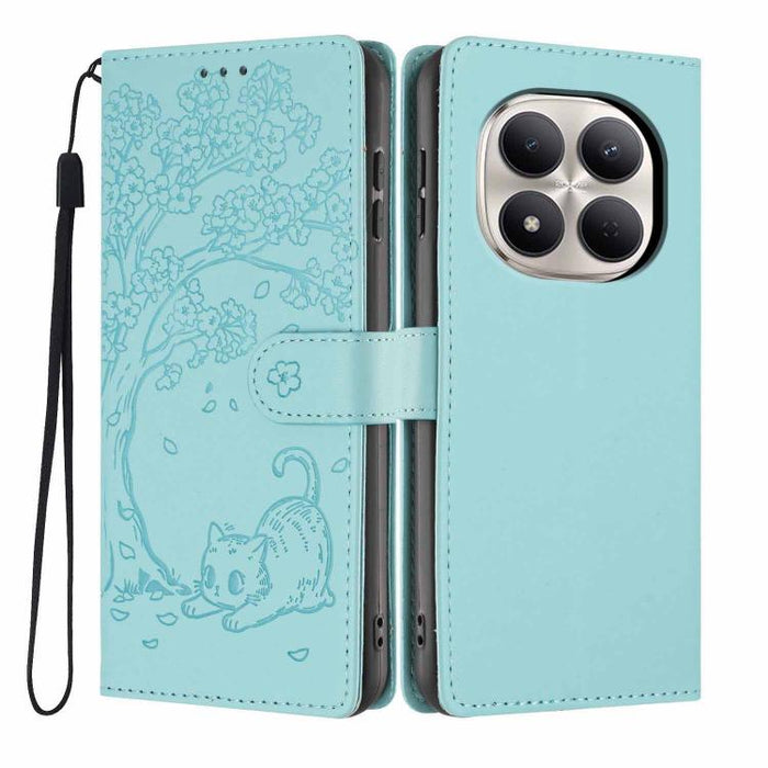 Funda para teléfono plegable de piel vegana con relieve de gato y árbol, For Redmi Note 15 Pro+ 5G Global 163.3mm, For Redmi Note 15 4G / 5G Global 164mm, For Redmi Note 15 Pro 4G Global 163.2mm, For Redmi Note 15 Pro 5G Global 163.6mm                 ...