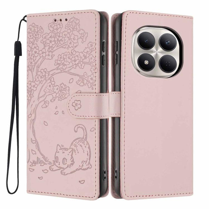 Funda para teléfono plegable de piel vegana con relieve de gato y árbol, For Redmi Note 15 Pro+ 5G Global 163.3mm, For Redmi Note 15 4G / 5G Global 164mm, For Redmi Note 15 Pro 4G Global 163.2mm, For Redmi Note 15 Pro 5G Global 163.6mm                 ...