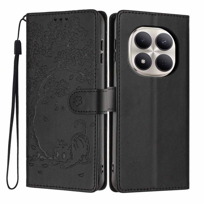 Funda para teléfono plegable de piel vegana con relieve de gato y árbol, For Redmi Note 15 Pro+ 5G Global 163.3mm, For Redmi Note 15 4G / 5G Global 164mm, For Redmi Note 15 Pro 4G Global 163.2mm, For Redmi Note 15 Pro 5G Global 163.6mm                 ...