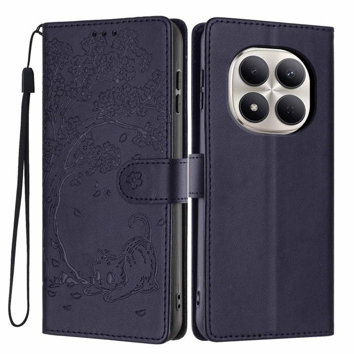Funda para teléfono plegable de piel vegana con relieve de gato y árbol, For Redmi Note 15 Pro+ 5G Global 163.3mm, For Redmi Note 15 4G / 5G Global 164mm, For Redmi Note 15 Pro 4G Global 163.2mm, For Redmi Note 15 Pro 5G Global 163.6mm                 ...