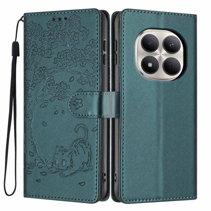 Funda para teléfono plegable de piel vegana con relieve de gato y árbol, For Redmi Note 15 Pro+ 5G Global 163.3mm, For Redmi Note 15 4G / 5G Global 164mm, For Redmi Note 15 Pro 4G Global 163.2mm, For Redmi Note 15 Pro 5G Global 163.6mm                 ...