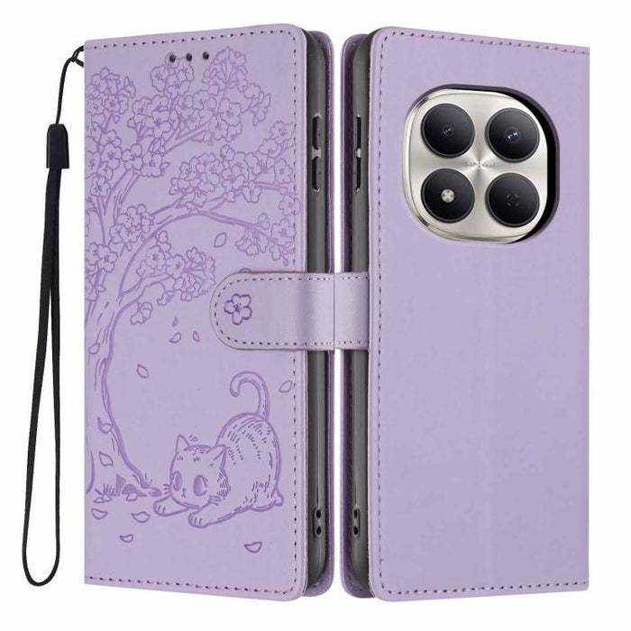 Funda para teléfono plegable de piel vegana con relieve de gato y árbol, For Redmi Note 15 Pro+ 5G Global 163.3mm, For Redmi Note 15 4G / 5G Global 164mm, For Redmi Note 15 Pro 4G Global 163.2mm, For Redmi Note 15 Pro 5G Global 163.6mm                 ...