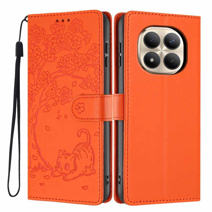 Funda para teléfono plegable de piel vegana con relieve de gato y árbol, For Redmi Note 15 Pro+ 5G Global 163.3mm, For Redmi Note 15 4G / 5G Global 164mm, For Redmi Note 15 Pro 4G Global 163.2mm, For Redmi Note 15 Pro 5G Global 163.6mm                 ...