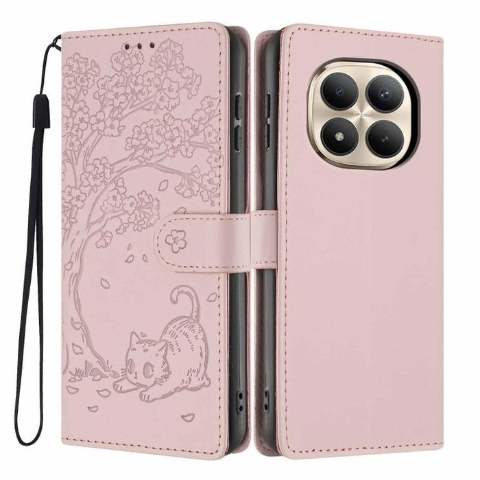 Funda para teléfono plegable de piel vegana con relieve de gato y árbol, For Redmi Note 15 Pro+ 5G Global 163.3mm, For Redmi Note 15 4G / 5G Global 164mm, For Redmi Note 15 Pro 4G Global 163.2mm, For Redmi Note 15 Pro 5G Global 163.6mm                 ...