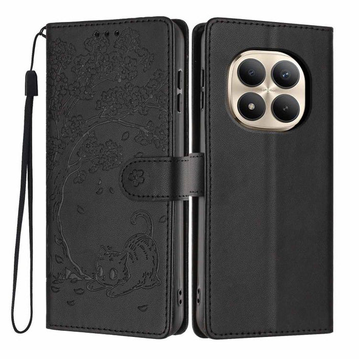 Funda para teléfono plegable de piel vegana con relieve de gato y árbol, For Redmi Note 15 Pro+ 5G Global 163.3mm, For Redmi Note 15 4G / 5G Global 164mm, For Redmi Note 15 Pro 4G Global 163.2mm, For Redmi Note 15 Pro 5G Global 163.6mm                 ...