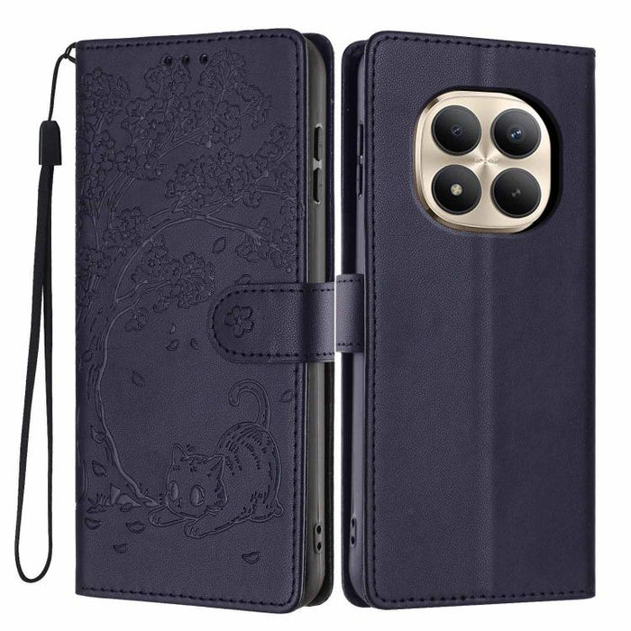 Funda para teléfono plegable de piel vegana con relieve de gato y árbol, For Redmi Note 15 Pro+ 5G Global 163.3mm, For Redmi Note 15 4G / 5G Global 164mm, For Redmi Note 15 Pro 4G Global 163.2mm, For Redmi Note 15 Pro 5G Global 163.6mm                 ...