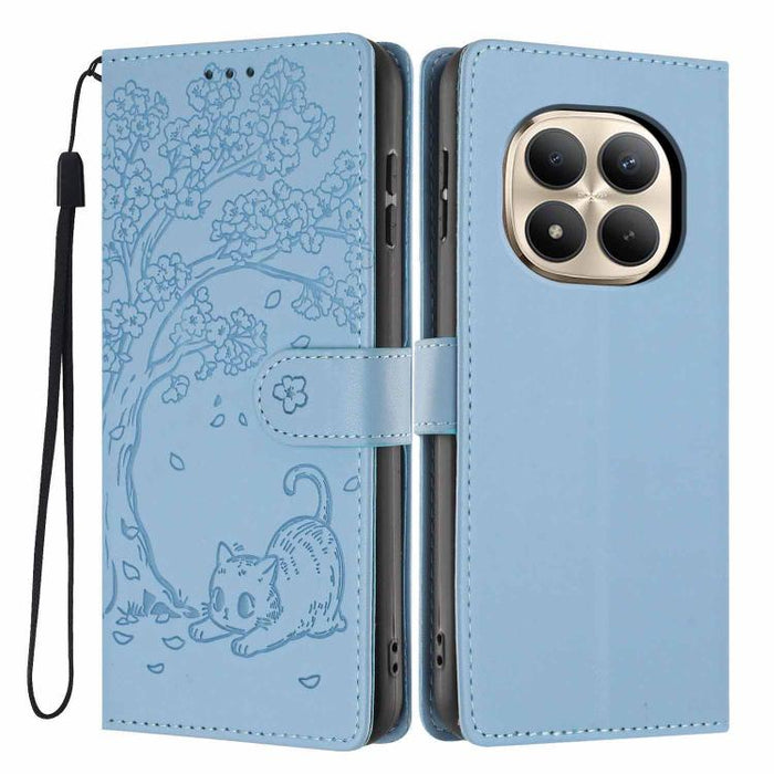 Funda para teléfono plegable de piel vegana con relieve de gato y árbol, For Redmi Note 15 Pro+ 5G Global 163.3mm, For Redmi Note 15 4G / 5G Global 164mm, For Redmi Note 15 Pro 4G Global 163.2mm, For Redmi Note 15 Pro 5G Global 163.6mm                 ...