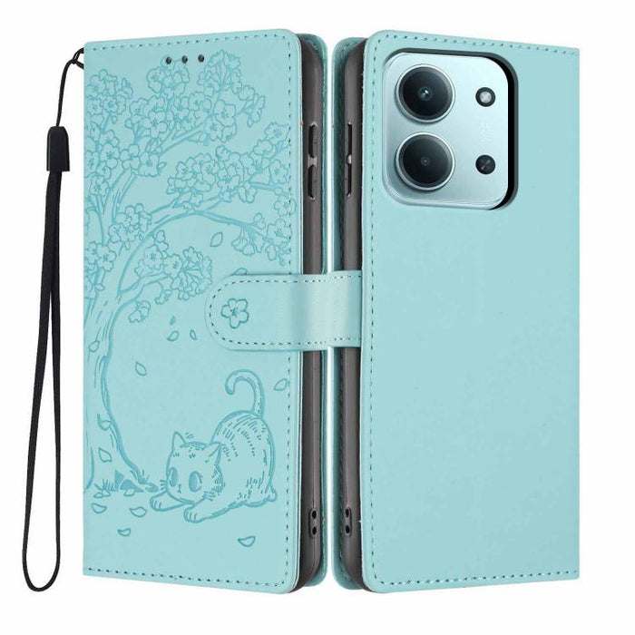 Funda para teléfono plegable de piel vegana con relieve de gato y árbol, For Redmi Note 15 Pro+ 5G Global 163.3mm, For Redmi Note 15 4G / 5G Global 164mm, For Redmi Note 15 Pro 4G Global 163.2mm, For Redmi Note 15 Pro 5G Global 163.6mm                 ...