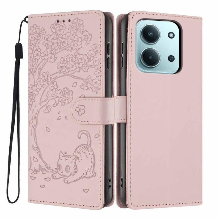Funda para teléfono plegable de piel vegana con relieve de gato y árbol, For Redmi Note 15 Pro+ 5G Global 163.3mm, For Redmi Note 15 4G / 5G Global 164mm, For Redmi Note 15 Pro 4G Global 163.2mm, For Redmi Note 15 Pro 5G Global 163.6mm                 ...