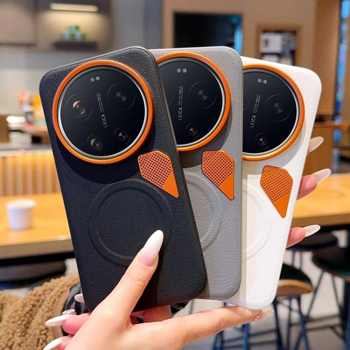 Funda para teléfono MagSafe de PC + TPU + cuero con orificios de ventilación, For Xiaomi 17 Ultra