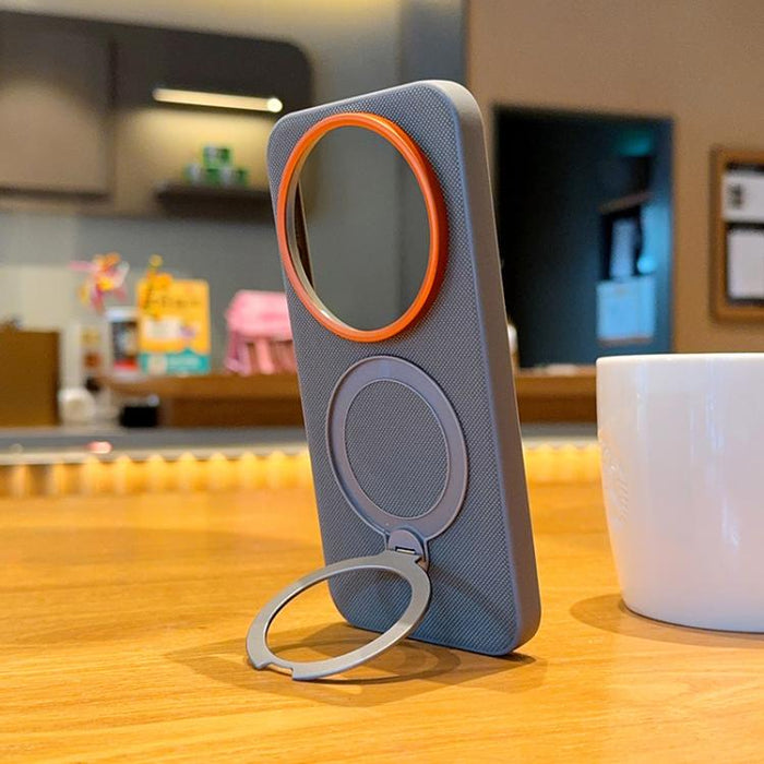 Funda magnética para teléfono con soporte giratorio de PC + TPU y piel vegana, For Xiaomi 17 Ultra