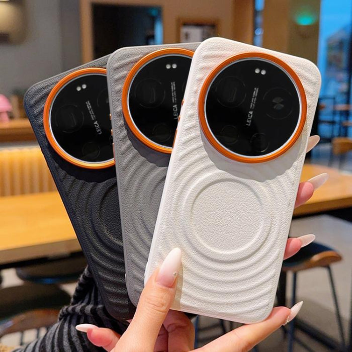 Funda magnética a prueba de golpes con textura de onda de armadura para teléfono, For Xiaomi 17 Ultra