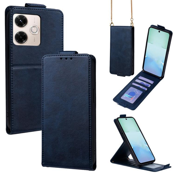 Funda para teléfono de piel vegana de color liso con tapa abatible vertical y cadena para llevar cruzada., For Redmi A7 Pro 171mm / Poco C85x 5G, For Redmi Turbo 5 Max/Poco X8 Pro Max 5G, For Redmi Turbo 5 / Poco X8 Pro 5G                              ...