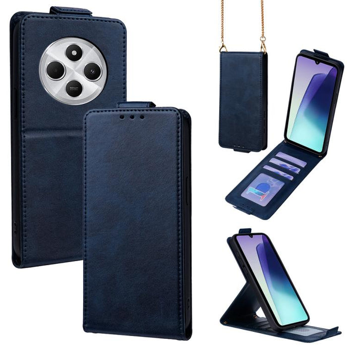 Funda para teléfono de piel vegana de color liso con tapa abatible vertical y cadena para llevar cruzada., For Redmi A7 Pro 171mm / Poco C85x 5G, For Redmi Turbo 5 Max/Poco X8 Pro Max 5G, For Redmi Turbo 5 / Poco X8 Pro 5G                              ...