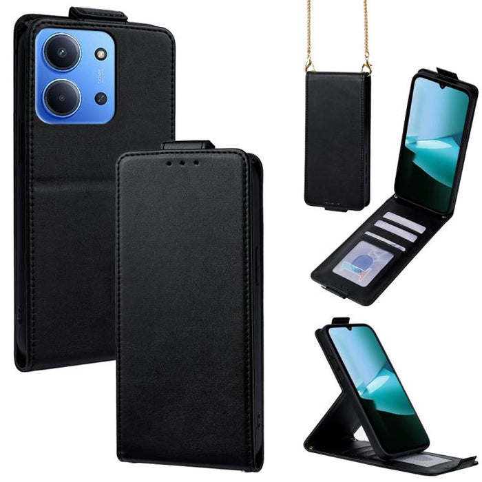 Funda para teléfono de piel vegana de color liso con tapa abatible vertical y cadena para llevar cruzada., For Redmi A7 Pro 171mm / Poco C85x 5G, For Redmi Turbo 5 Max/Poco X8 Pro Max 5G, For Redmi Turbo 5 / Poco X8 Pro 5G                              ...