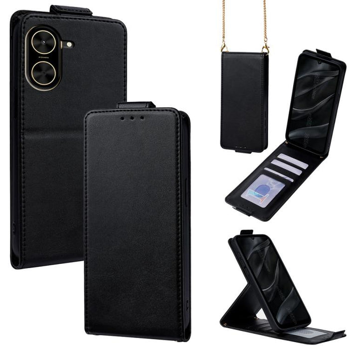 Funda para teléfono de piel vegana de color liso con tapa abatible vertical y cadena para llevar cruzada., For Redmi A7 Pro 171mm / Poco C85x 5G, For Redmi Turbo 5 Max/Poco X8 Pro Max 5G, For Redmi Turbo 5 / Poco X8 Pro 5G                              ...