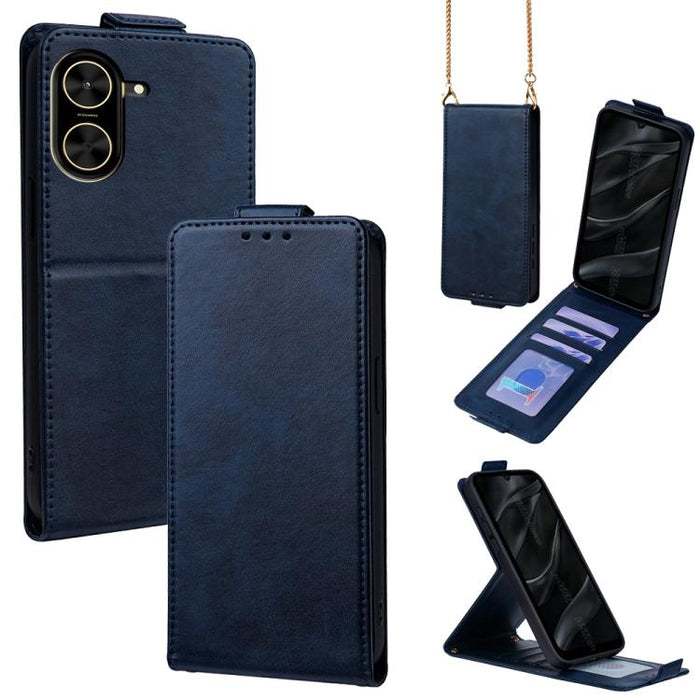 Funda para teléfono de piel vegana de color liso con tapa abatible vertical y cadena para llevar cruzada., For Redmi A7 Pro 171mm / Poco C85x 5G, For Redmi Turbo 5 Max/Poco X8 Pro Max 5G, For Redmi Turbo 5 / Poco X8 Pro 5G                              ...