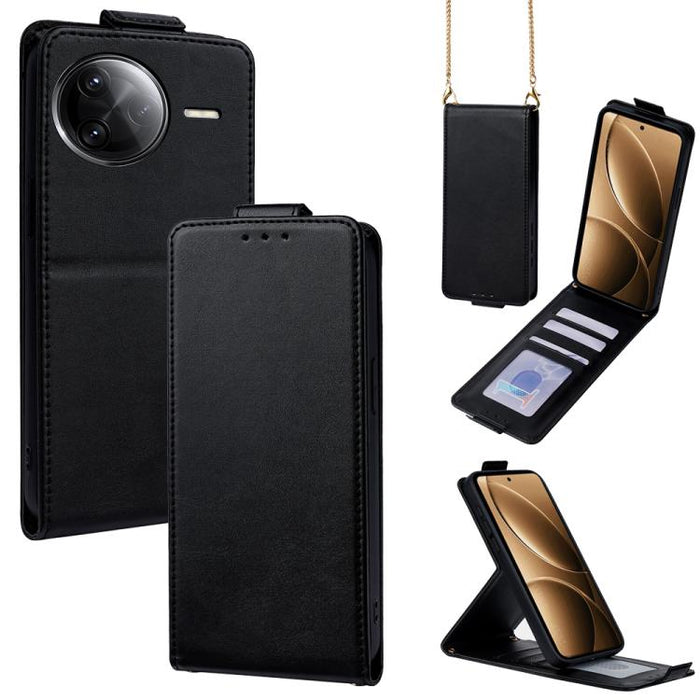 Funda para teléfono de piel vegana de color liso con tapa abatible vertical y cadena para llevar cruzada., For Redmi A7 Pro 171mm / Poco C85x 5G, For Redmi Turbo 5 Max/Poco X8 Pro Max 5G, For Redmi Turbo 5 / Poco X8 Pro 5G                              ...