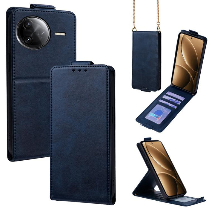 Funda para teléfono de piel vegana de color liso con tapa abatible vertical y cadena para llevar cruzada., For Redmi A7 Pro 171mm / Poco C85x 5G, For Redmi Turbo 5 Max/Poco X8 Pro Max 5G, For Redmi Turbo 5 / Poco X8 Pro 5G                              ...
