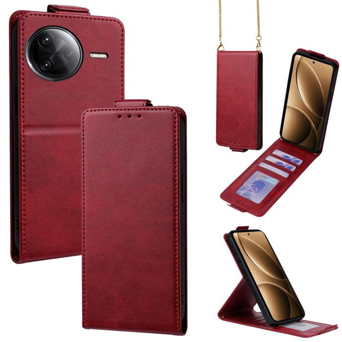 Funda para teléfono de piel vegana de color liso con tapa abatible vertical y cadena para llevar cruzada., For Redmi A7 Pro 171mm / Poco C85x 5G, For Redmi Turbo 5 Max/Poco X8 Pro Max 5G, For Redmi Turbo 5 / Poco X8 Pro 5G                              ...